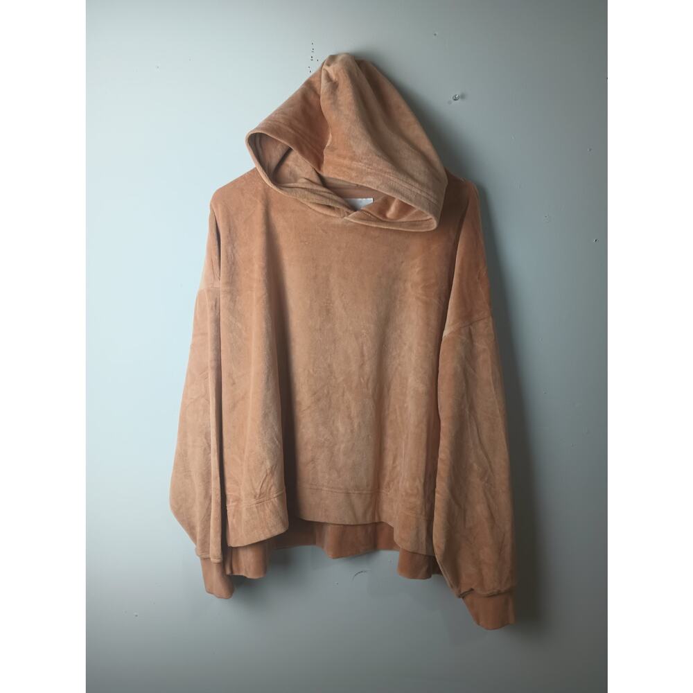 Aerie Velour Cropped Hoodie Women's Size Medium Tan Pull over